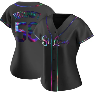St. Louis Cardinals ＃58 Chris Roycroft Women's Replica Holographic Alternate Jersey - Black