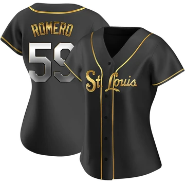 St. Louis Cardinals ＃59 JoJo Romero Women's Replica Black en Alternate Jersey - Gold