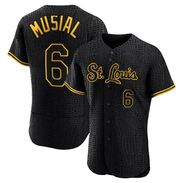 St. Louis Cardinals ＃6 Stan Musial Men's Authentic Snake Skin City Jersey - Black