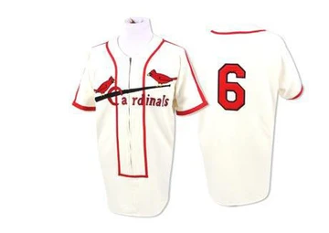 St. Louis Cardinals ＃6 Stan Musial Men's Authentic Throwback Jersey - Cream