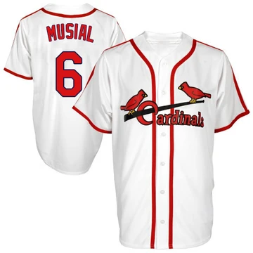 St. Louis Cardinals ＃6 Stan Musial Men's Authentic Throwback Jersey - White