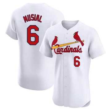 St. Louis Cardinals ＃6 Stan Musial Men's Elite Home Jersey - White