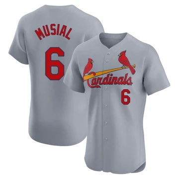 St. Louis Cardinals ＃6 Stan Musial Men's Elite Road Jersey - Gray