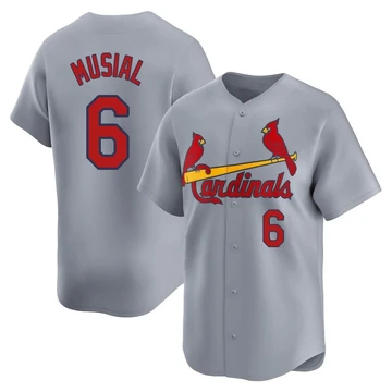 St. Louis Cardinals ＃6 Stan Musial Men's Limited Away Jersey - Gray