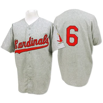 St. Louis Cardinals ＃6 Stan Musial Men's Replica 1956 Throwback Jersey - Grey