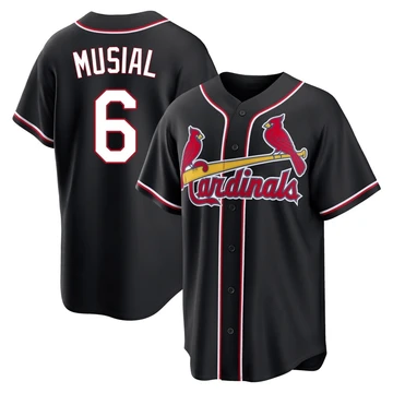 St. Louis Cardinals ＃6 Stan Musial Men's Replica Fashion Out Jersey - Black