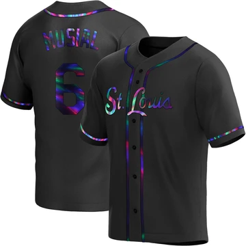 St. Louis Cardinals ＃6 Stan Musial Men's Replica Holographic Alternate Jersey - Black