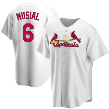 St. Louis Cardinals ＃6 Stan Musial Men's Replica Home Jersey - White