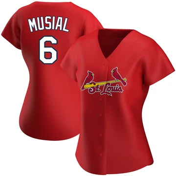 St. Louis Cardinals ＃6 Stan Musial Women's Authentic Alternate Jersey - Red