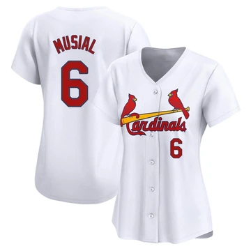St. Louis Cardinals ＃6 Stan Musial Women's Limited Home Jersey - White