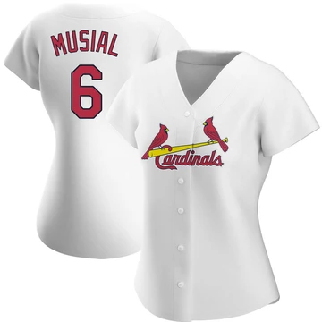St. Louis Cardinals ＃6 Stan Musial Women's Replica Home Jersey - White