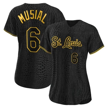 St. Louis Cardinals ＃6 Stan Musial Women's Replica Snake Skin City Jersey - Black