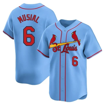 St. Louis Cardinals ＃6 Stan Musial Youth Limited Alternate Jersey - Light Blue