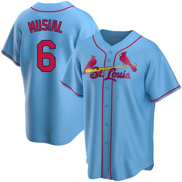 St. Louis Cardinals ＃6 Stan Musial Youth Replica Alternate Jersey - Light Blue