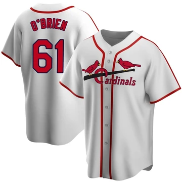 St. Louis Cardinals ＃61 Riley O'Brien Men's Limited Home Cooperstown Collection Jersey - White