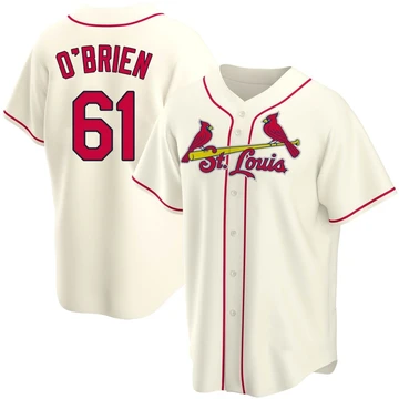 St. Louis Cardinals ＃61 Riley O'Brien Men's Replica Alternate Jersey - Cream