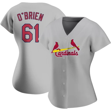 St. Louis Cardinals ＃61 Riley O'Brien Women's Authentic Road Jersey - Gray
