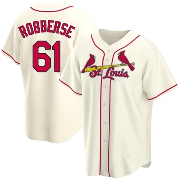 St. Louis Cardinals ＃61 Sem Robberse Men's Replica Alternate Jersey - Cream