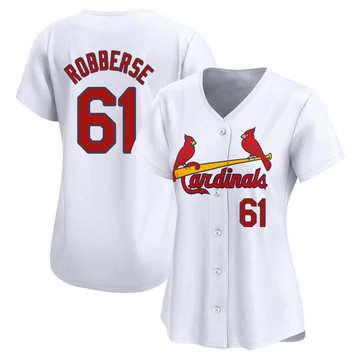 St. Louis Cardinals ＃61 Sem Robberse Women's Limited Home Jersey - White