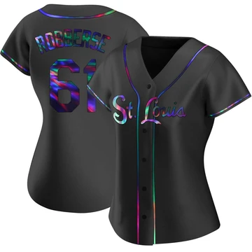 St. Louis Cardinals ＃61 Sem Robberse Women's Replica Holographic Alternate Jersey - Black