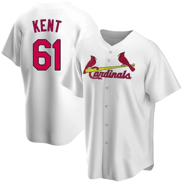 St. Louis Cardinals ＃61 Zak Kent Men's Replica Home Jersey - White