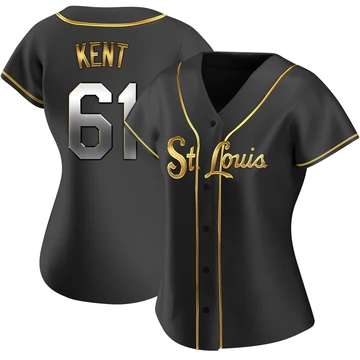 St. Louis Cardinals ＃61 Zak Kent Women's Replica Black en Alternate Jersey - Gold