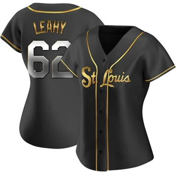 St. Louis Cardinals ＃62 Kyle Leahy Women's Replica Black en Alternate Jersey - Gold