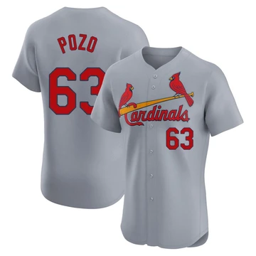 St. Louis Cardinals ＃63 Yohel Pozo Men's Elite Road Jersey - Gray