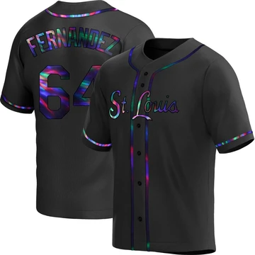St. Louis Cardinals ＃64 Ryan Fernandez Men's Replica Holographic Alternate Jersey - Black