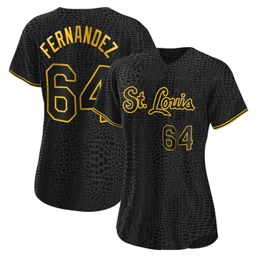 St. Louis Cardinals ＃64 Ryan Fernandez Women's Authentic Snake Skin City Jersey - Black