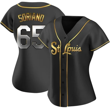 St. Louis Cardinals ＃65 George Soriano Women's Replica Black en Alternate Jersey - Gold