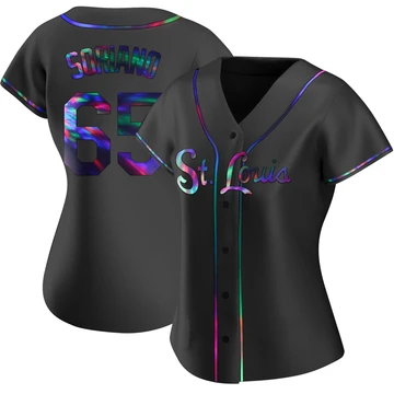 St. Louis Cardinals ＃65 George Soriano Women's Replica Holographic Alternate Jersey - Black