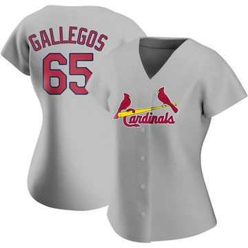 St. Louis Cardinals ＃65 Giovanny Gallegos Women's Authentic Road Jersey - Gray