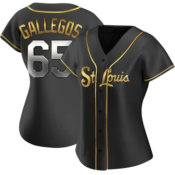 St. Louis Cardinals ＃65 Giovanny Gallegos Women's Replica Black en Alternate Jersey - Gold