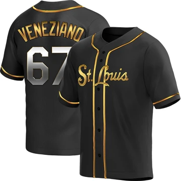 St. Louis Cardinals ＃67 Anthony Veneziano Men's Replica Black en Alternate Jersey - Gold