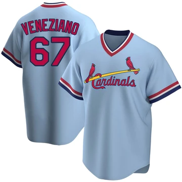 St. Louis Cardinals ＃67 Anthony Veneziano Men's Replica Road Cooperstown Collection Jersey - Light Blue