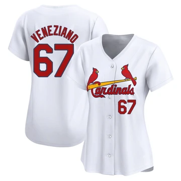 St. Louis Cardinals ＃67 Anthony Veneziano Women's Limited Home Jersey - White