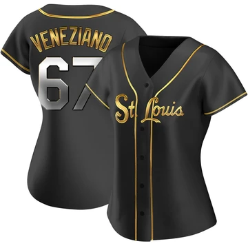St. Louis Cardinals ＃67 Anthony Veneziano Women's Replica Black en Alternate Jersey - Gold