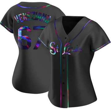 St. Louis Cardinals ＃67 Anthony Veneziano Women's Replica Holographic Alternate Jersey - Black