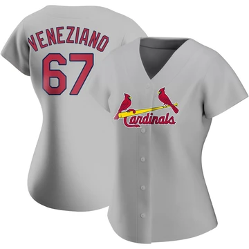 St. Louis Cardinals ＃67 Anthony Veneziano Women's Replica Road Jersey - Gray