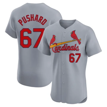 St. Louis Cardinals ＃67 Matthew Pushard Men's Elite Road Jersey - Gray