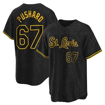 St. Louis Cardinals ＃67 Matthew Pushard Men's Replica Snake Skin City Jersey - Black