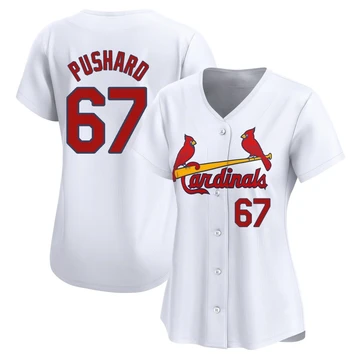 St. Louis Cardinals ＃67 Matthew Pushard Women's Limited Home Jersey - White