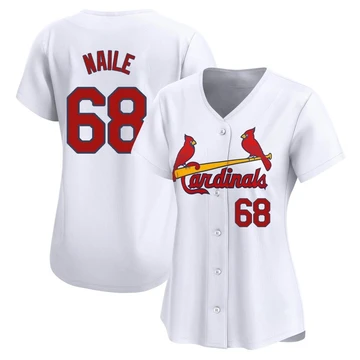 St. Louis Cardinals ＃68 James Naile Women's Limited Home Jersey - White