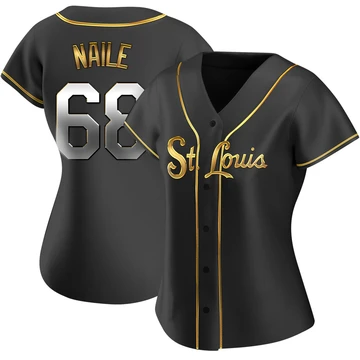 St. Louis Cardinals ＃68 James Naile Women's Replica Black en Alternate Jersey - Gold