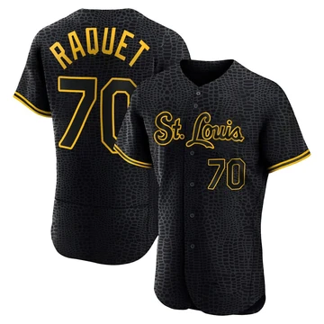 St. Louis Cardinals ＃70 Nick Raquet Men's Authentic Snake Skin City Jersey - Black