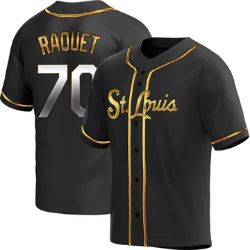 St. Louis Cardinals ＃70 Nick Raquet Men's Replica Black en Alternate Jersey - Gold