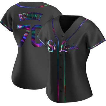 St. Louis Cardinals ＃70 Nick Raquet Women's Replica Holographic Alternate Jersey - Black