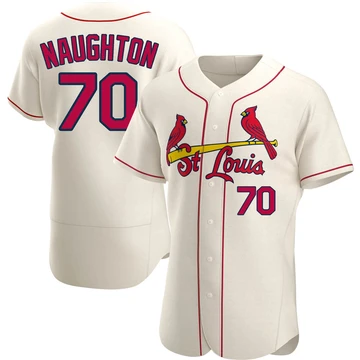 St. Louis Cardinals ＃70 Packy Naughton Men's Authentic Alternate Jersey - Cream