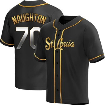 St. Louis Cardinals ＃70 Packy Naughton Men's Replica Black en Alternate Jersey - Gold